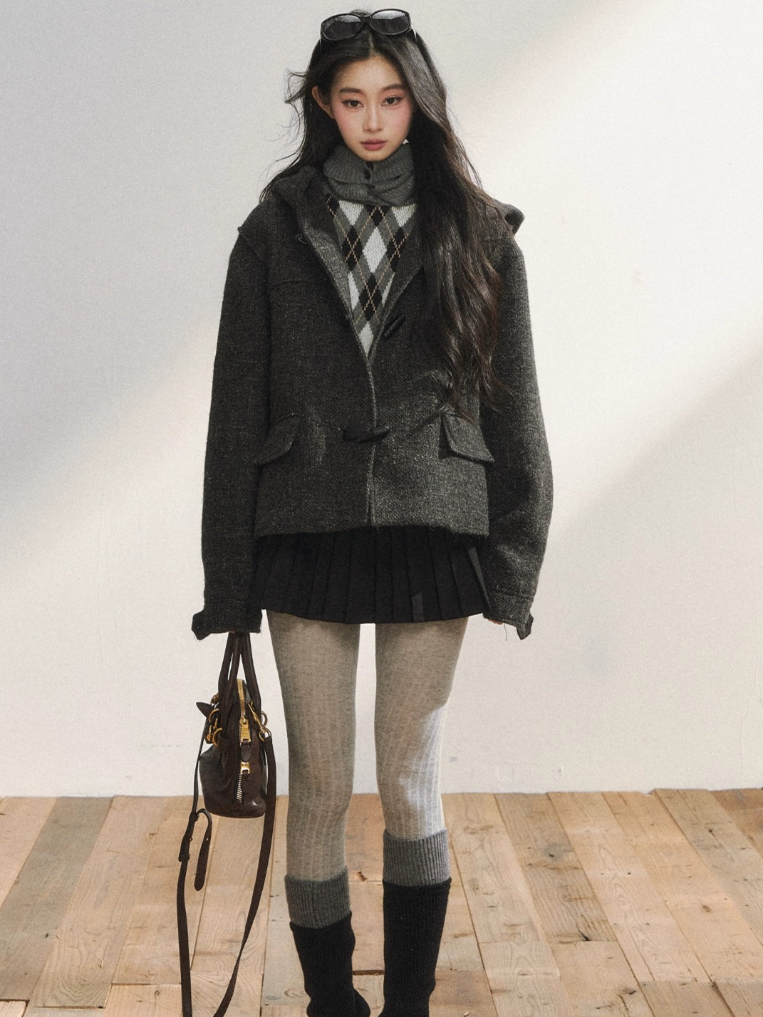 Two-Tone Wool Duffle Jacket