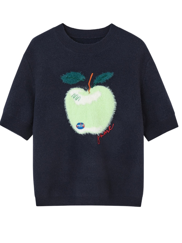 Fun Apple Short Sleeve Sweater - CHINASQUAD