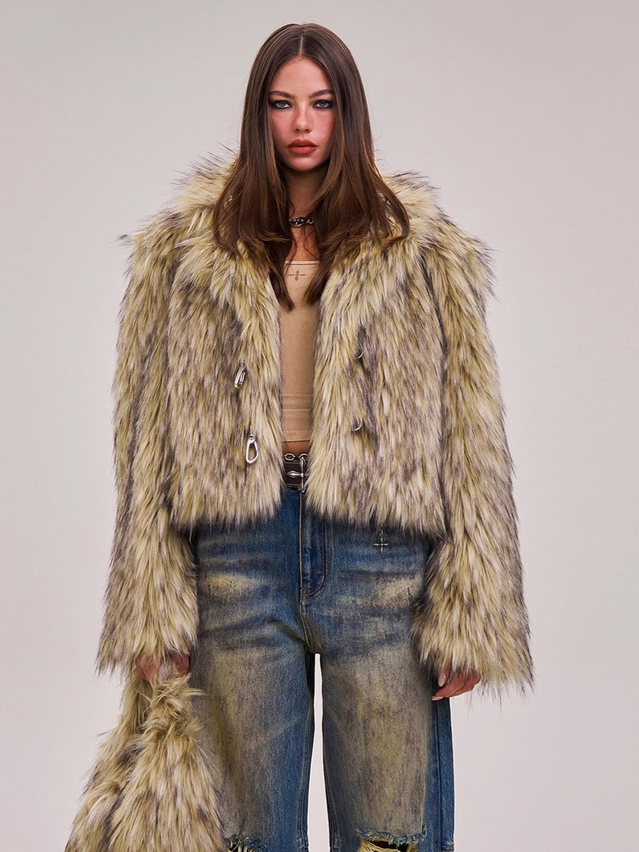 Cross Relic Wilderness Hunter Cropped Faux Fur Jacket