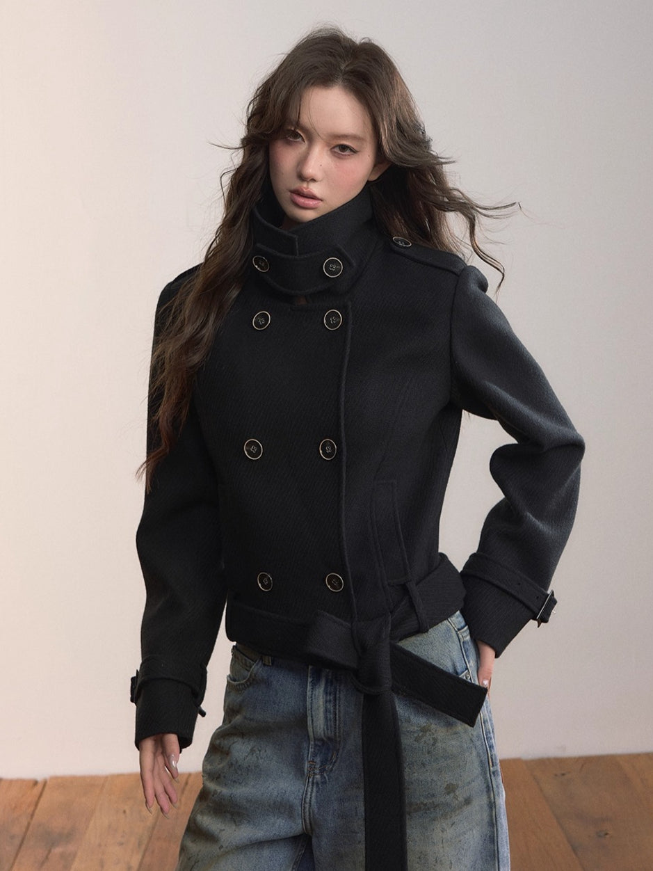 Convertible Wool-Blend Detachable Coat