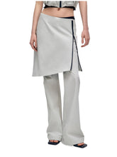 Color Blocking Fake Two-piece Zipper Slightly Flared Skirt - CHINASQUAD