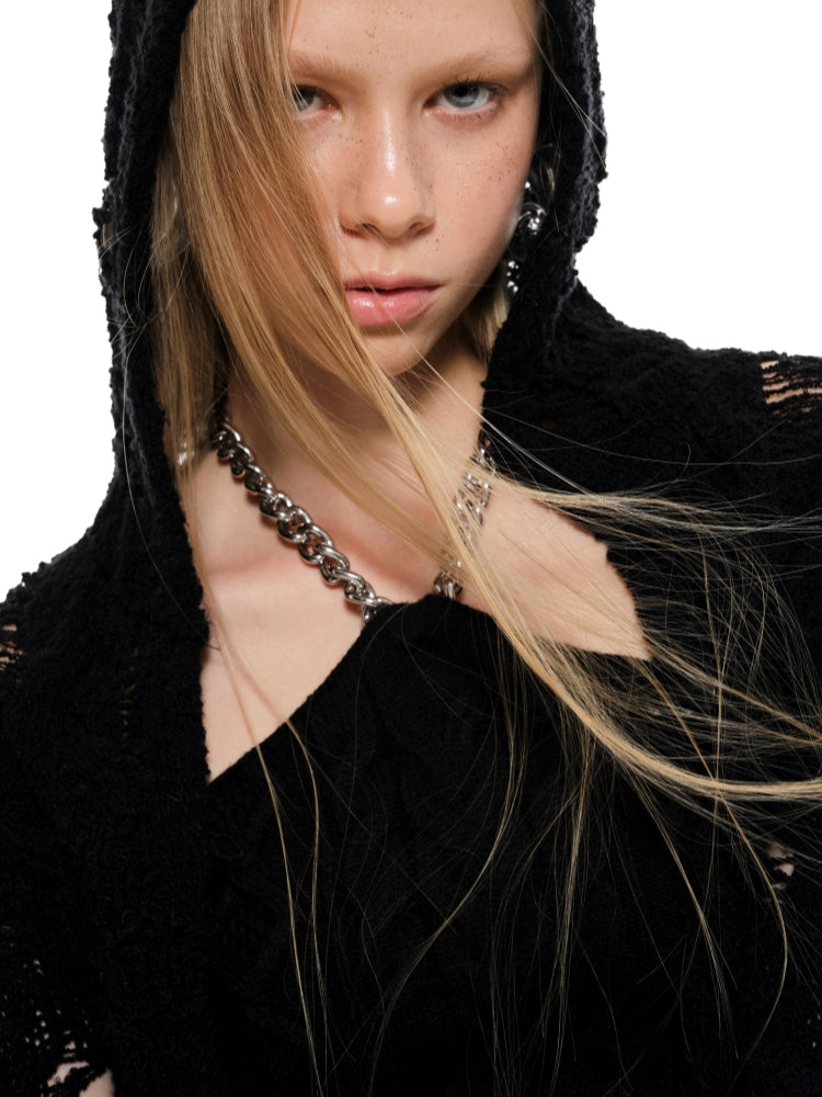 Black & White Chain Knit Tube Top - CHINASQUAD