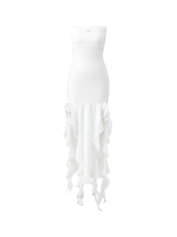 Asymmetrical Ruffle Bandeau Dress - CHINASQUAD