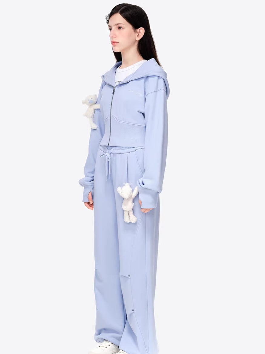 Slim-Fit Cropped Hooded Sweatshirt