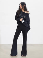 Studded Letter Off-Shoulder Sweatshirt - CHINASQUAD