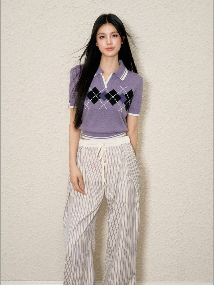 Color Block Polo Neck Short Sleeve T-shirt - CHINASQUAD