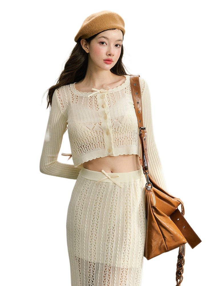 Beige Knitted Lightweight Cardigan - CHINASQUAD