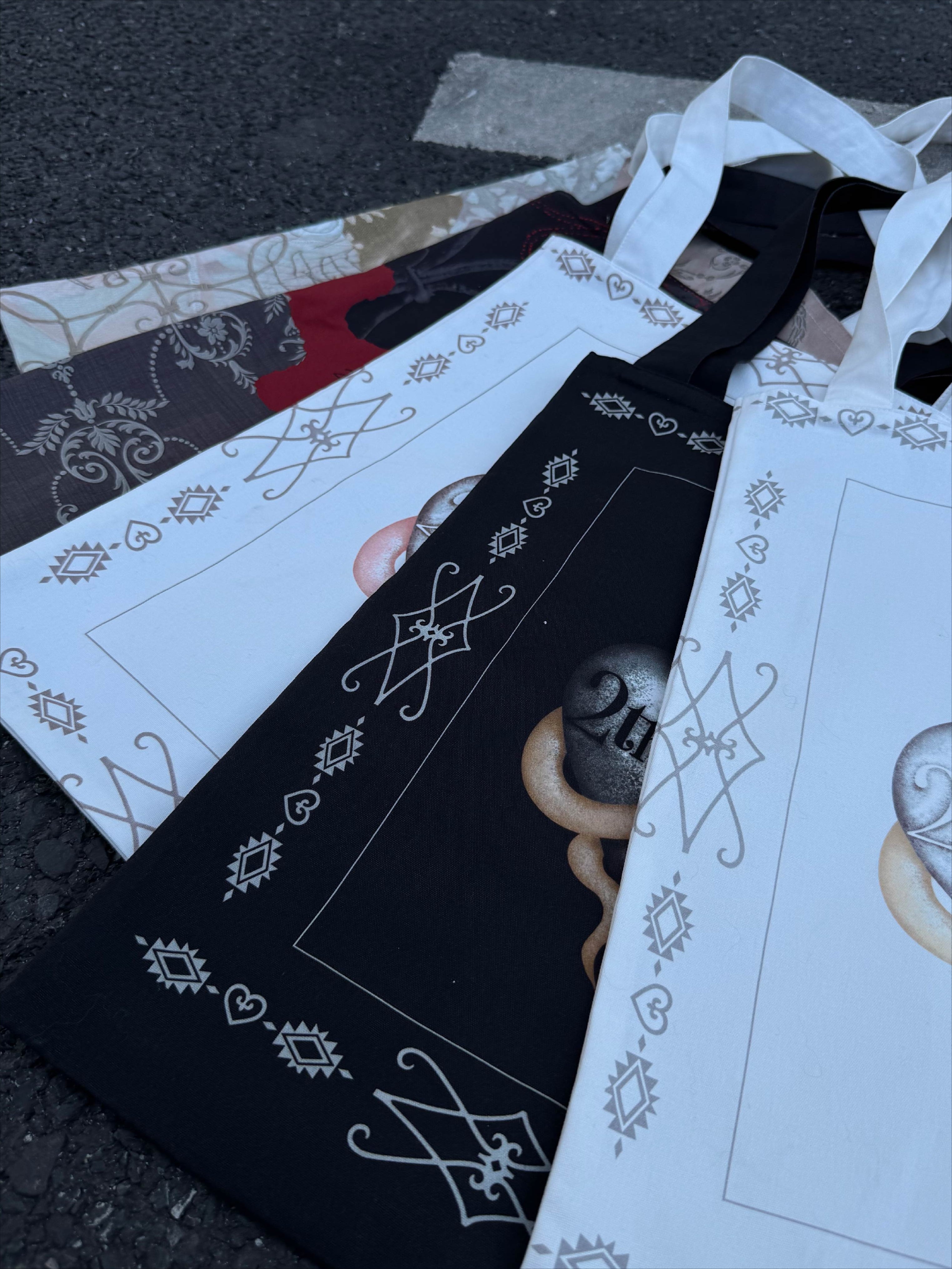 Hand-Painted Snake Year Punk Canvas Tote Bag - CHINASQUAD