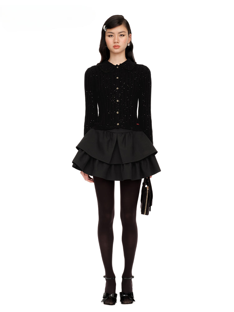 Sequin Embellished Ribbed Cardigan - CHINASQUAD