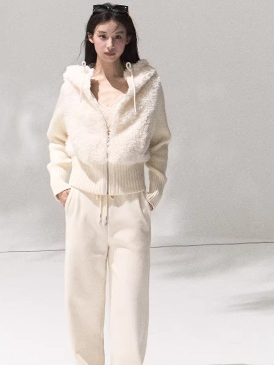 Knit Vest Jacket & Straight-Leg Pants Set