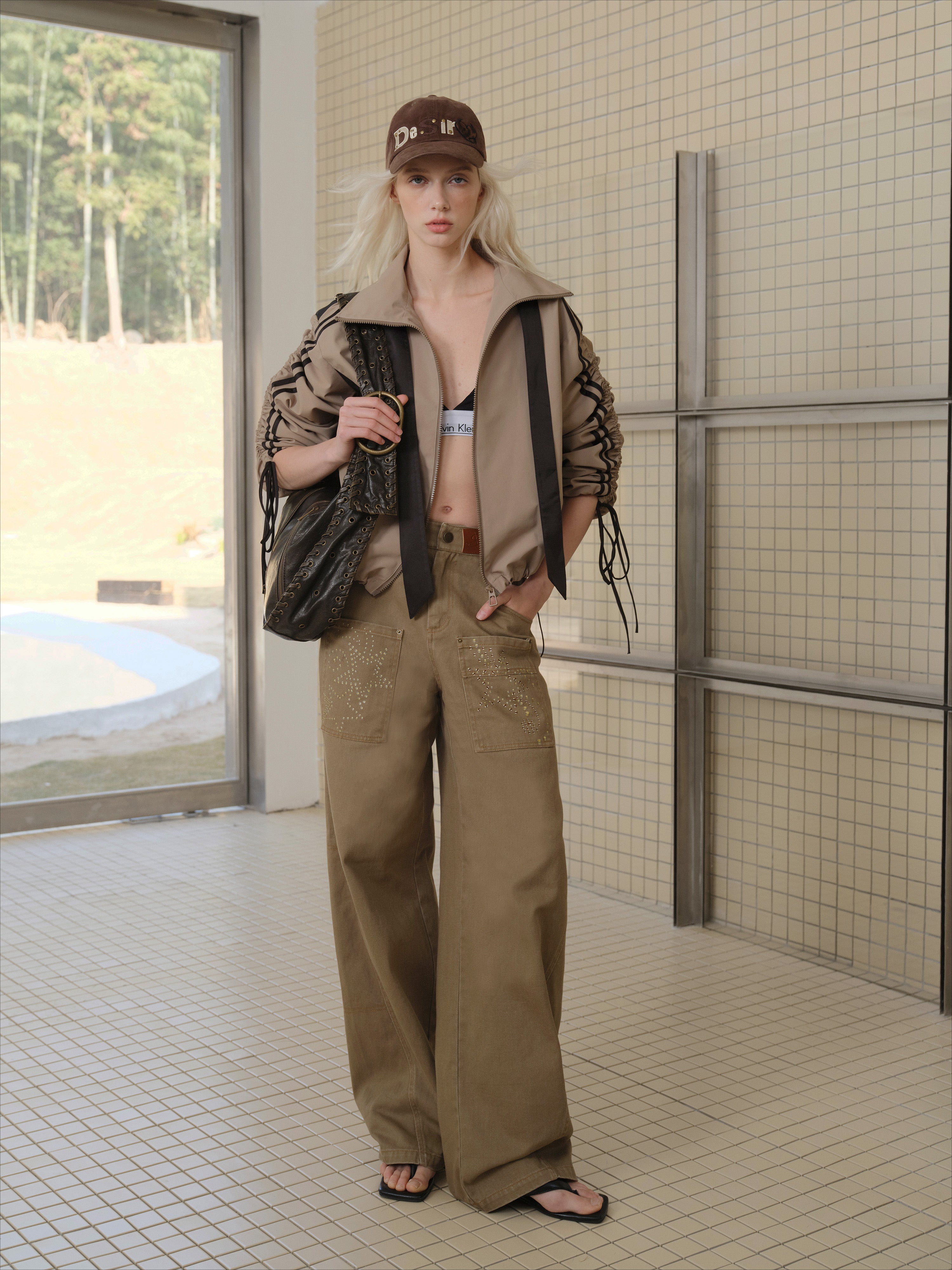 Wash Wide-Leg Star Print Jeans - CHINASQUAD