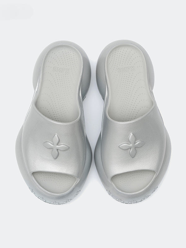 COMPASS WAVE Platform Bumper Sandals In Silver - CHINASQUAD