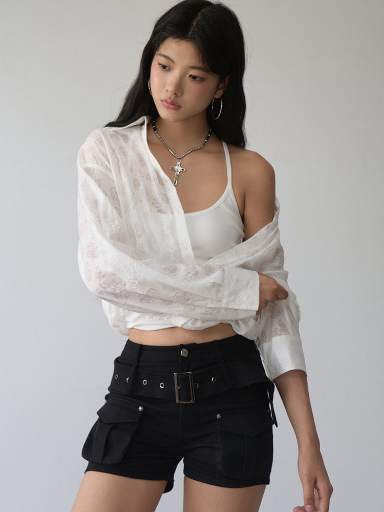 Two-piece Look Checked Long-sleeve Shirt - CHINASQUAD