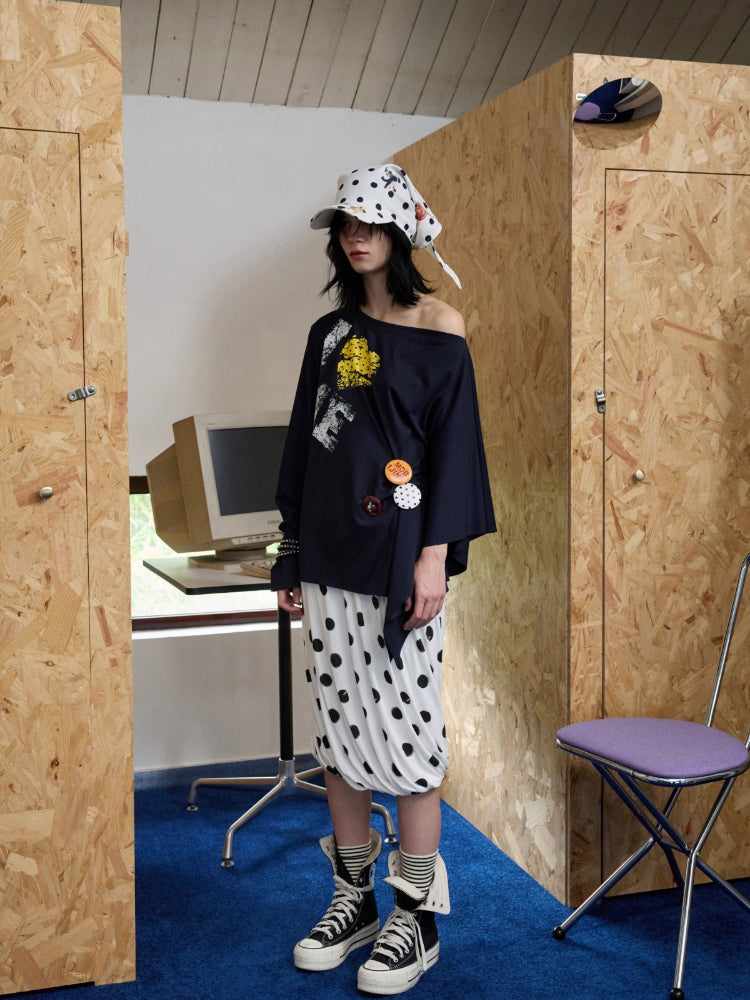 Polka Dot Knot Midi Skirt