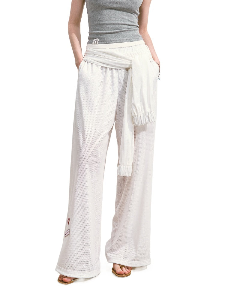 Tie-Waist Flowy Linen Wide-Leg Pants - CHINASQUAD