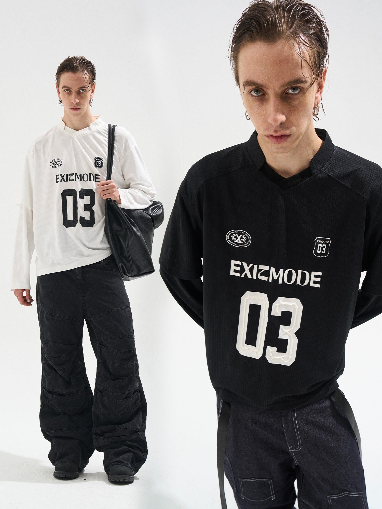 Vintage Striped Layered-Effect Long Sleeve Jersey T-Shirt - CHINASQUAD