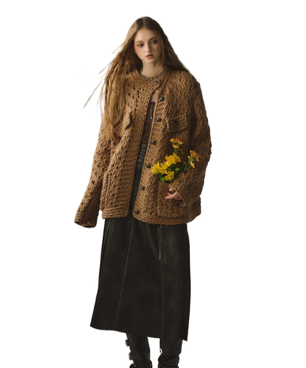 Chunky Yarn Knit Cardigan - CHINASQUAD