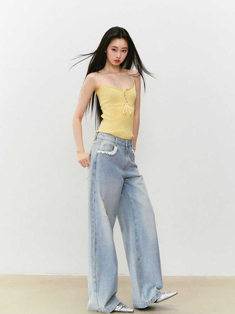 Button Lyocell Knit Tank Top - CHINASQUAD