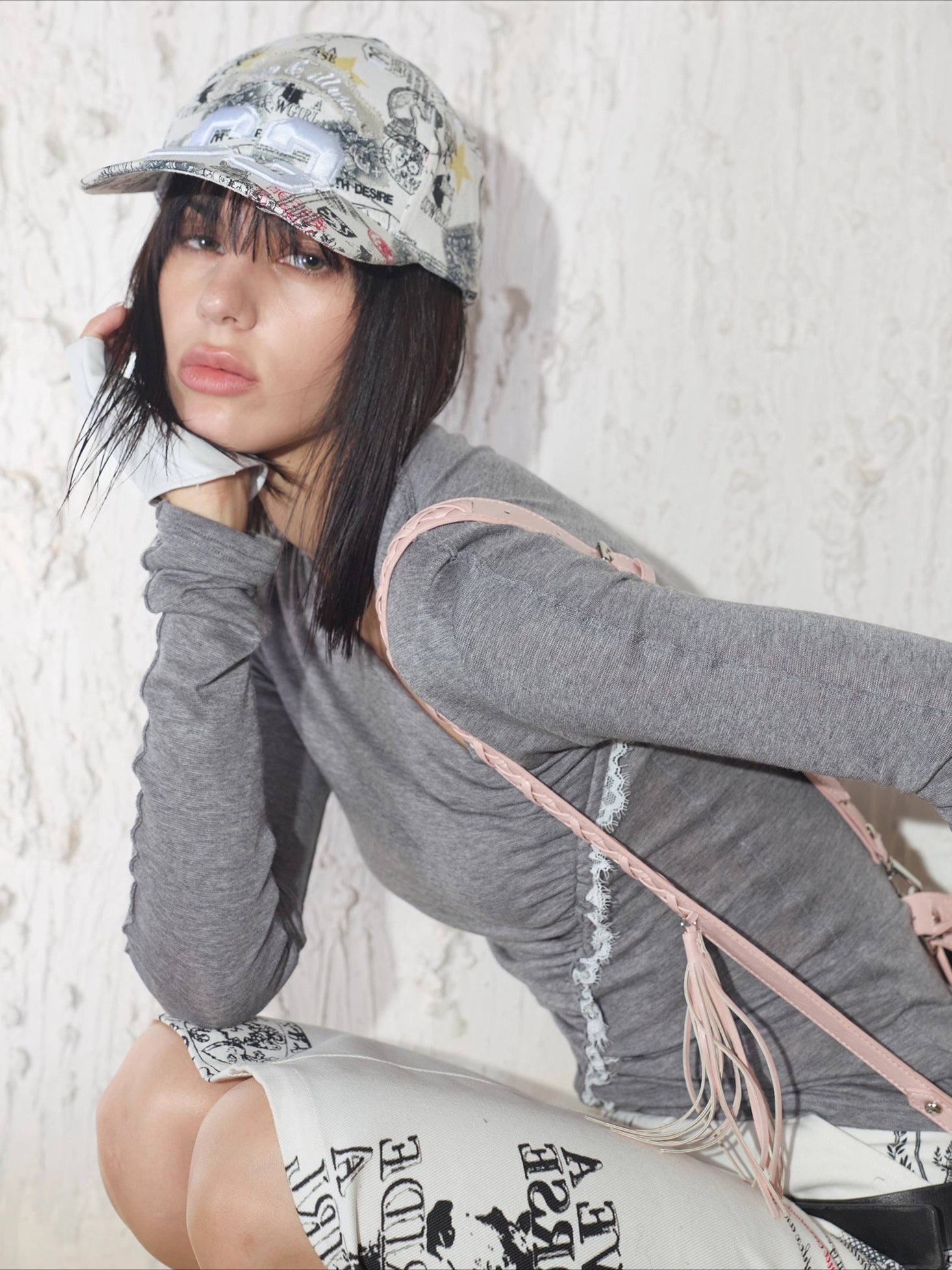 Rock Leopard Newspaper Print Baseball Cap