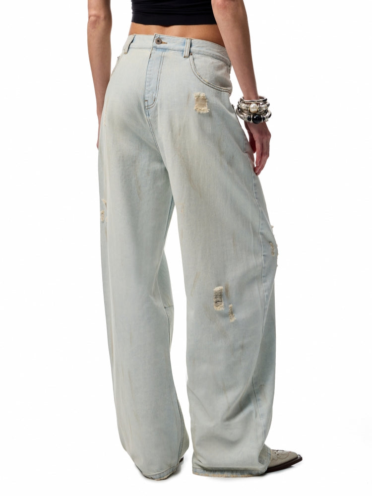 Light Blue Denim Wide - Leg Machete Pants - CHINASQUAD