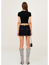 Leopard Print Mid - High Waist Rivet Midi Skirt - CHINASQUAD