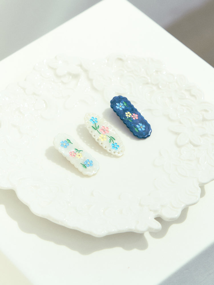 Hand-painted Flower Acetate Hair Clip