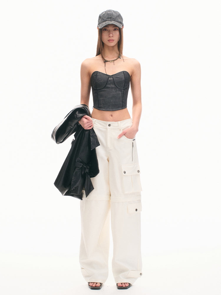 Loose-Fit Multi-Pocket White Casual Pants - CHINASQUAD