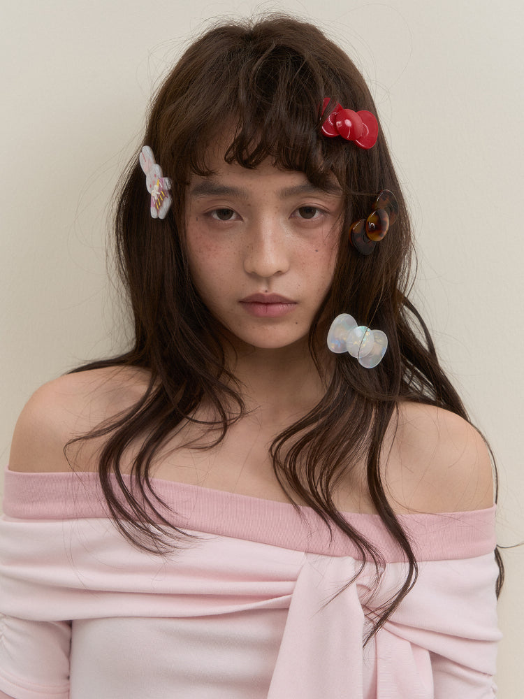 Acrylic Spring Rabbit/Bow Hairpin - CHINASQUAD