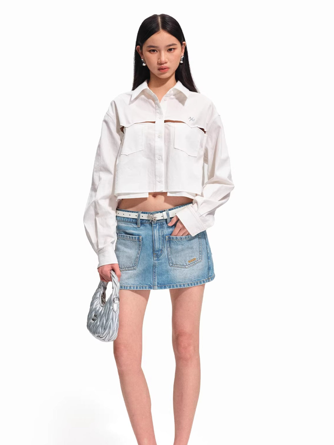 Hyde Lyocell-Cotton Cutout Cropped Shirt
