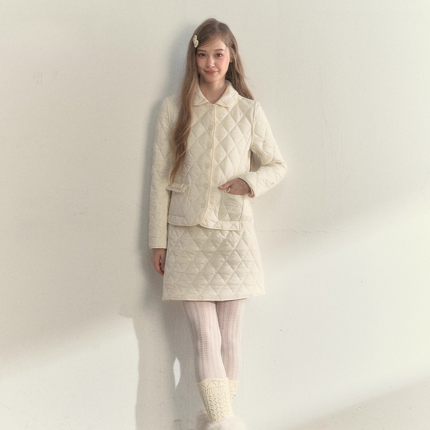 Reversible Quilted Doll Collar Jacket & Skirt Set