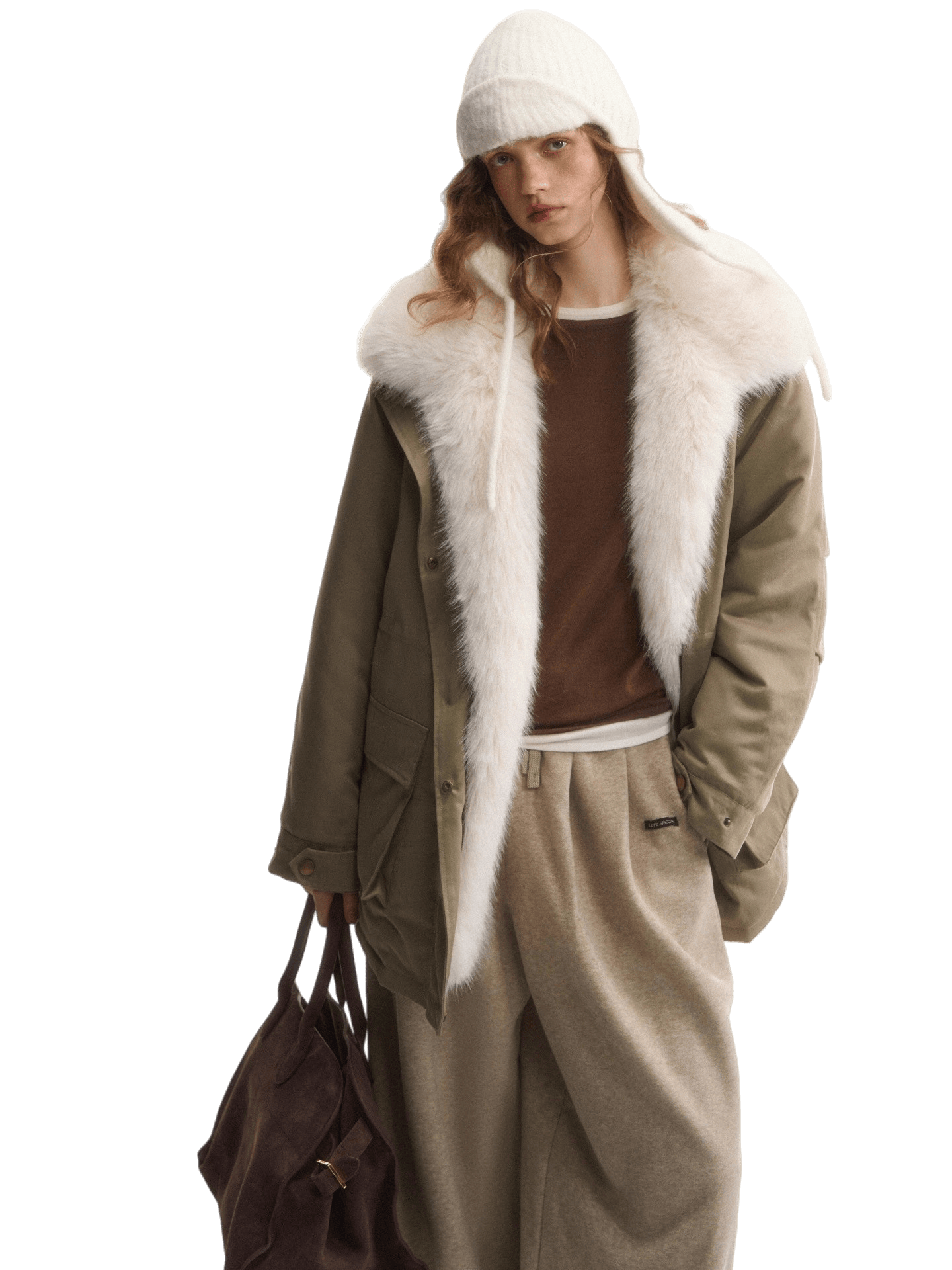 Fur-Trim Padded Utility Parka Jacket