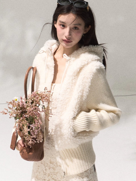 Knit Vest Jacket & Straight-Leg Pants Set