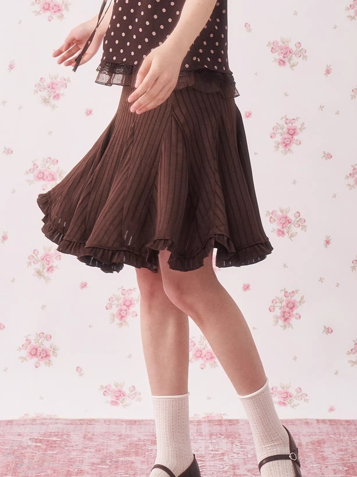 Vintage Asymmetrical Pleated Mini Skirt