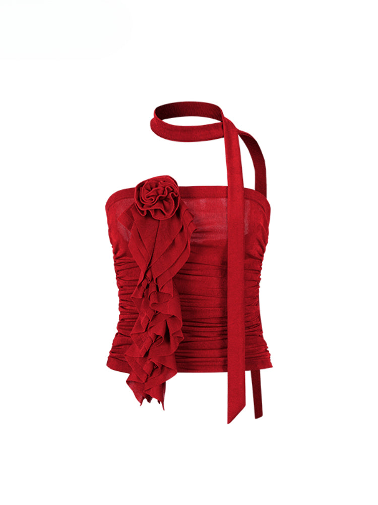 3D Rose Ice Silk Bustier