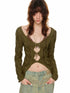 V-Neck Hollow Cable Knit Sweater - CHINASQUAD