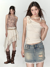 Apricot & Ombre Khaki Rose Camisole Top - CHINASQUAD