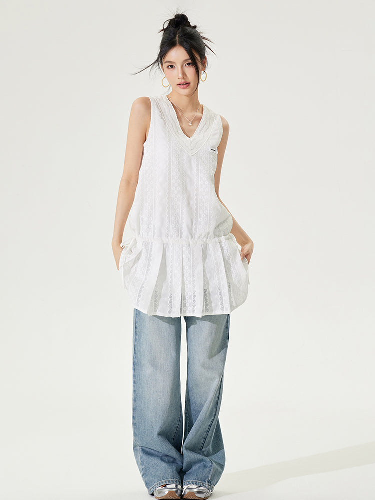 V-neck Tie-up Sleeveless Dress - CHINASQUAD