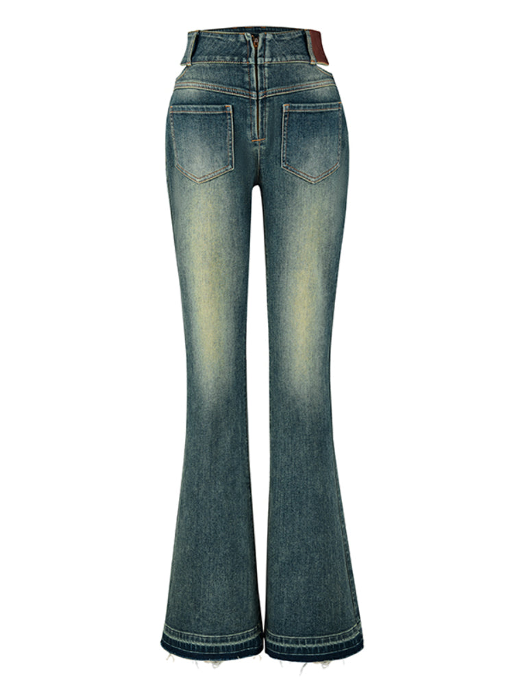 High-Waisted Vintage Flared Jeans - CHINASQUAD