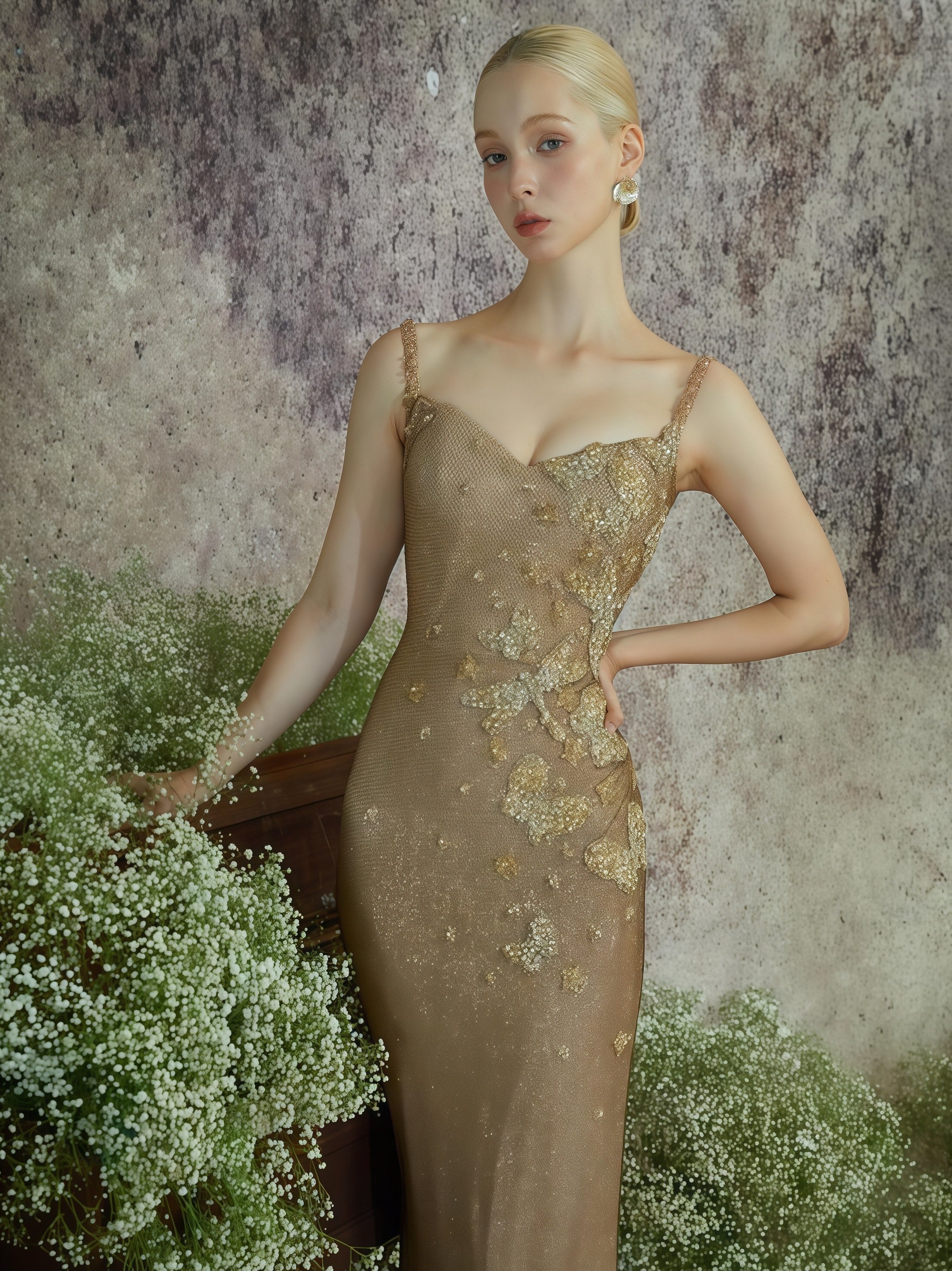 Aurelia Gold Embellished Mermaid Gown