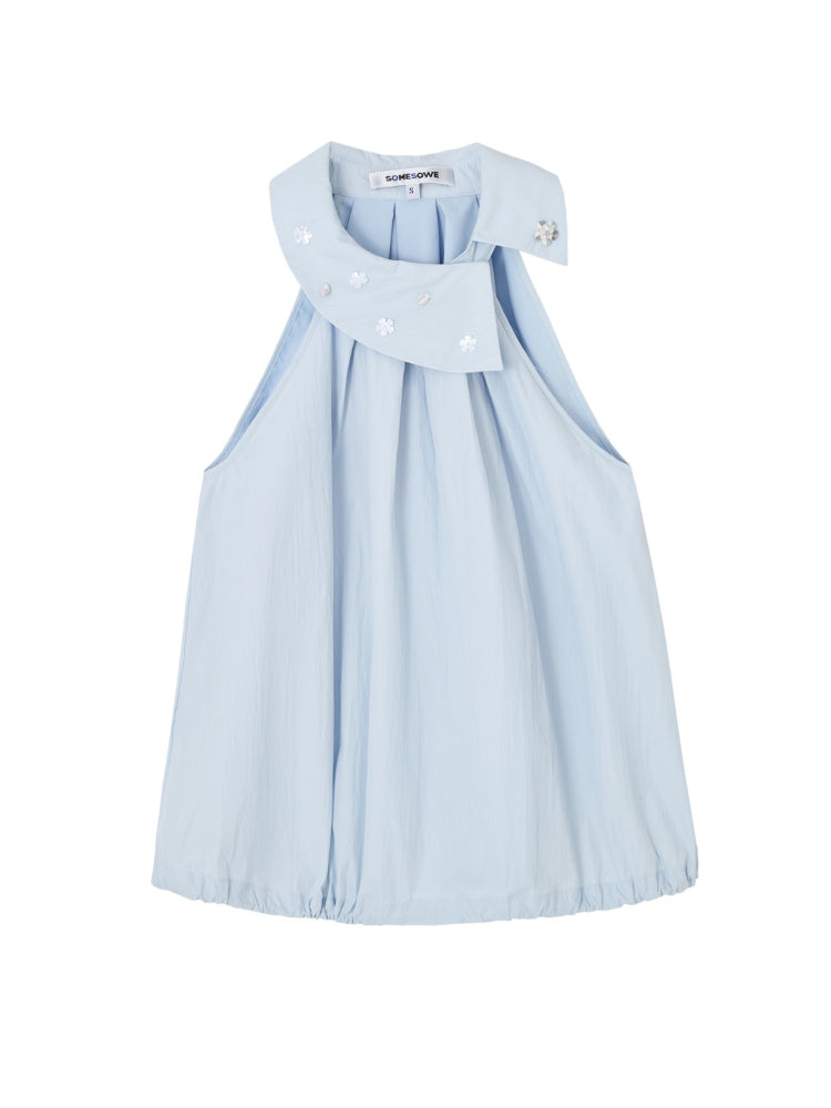 Halter Neck Off-Shoulder Crinkled Sleeveless Top - CHINASQUAD