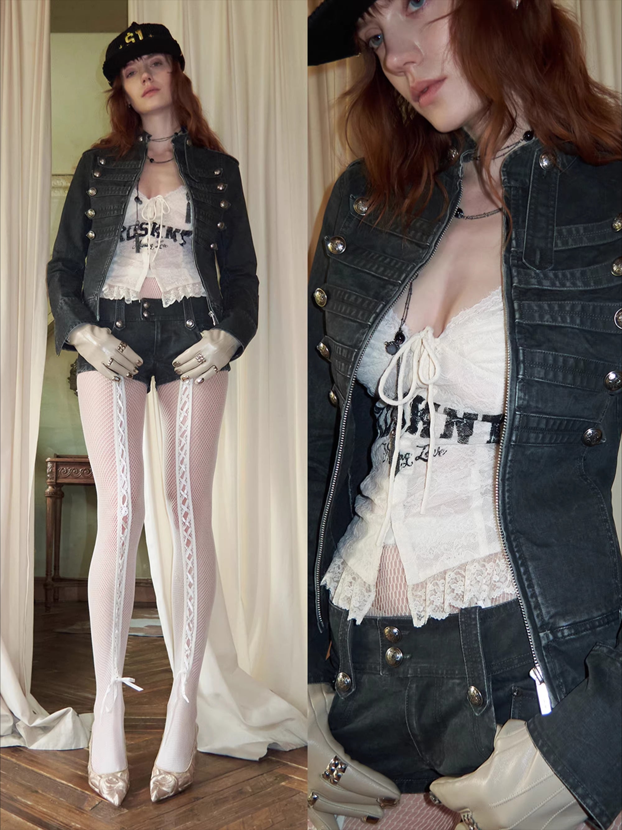 Double-Breasted Distressed Canvas Jacket