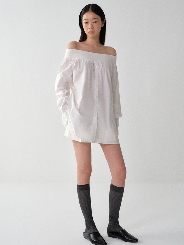 One-Shoulder Mid-Length Shirt Dress - CHINASQUAD