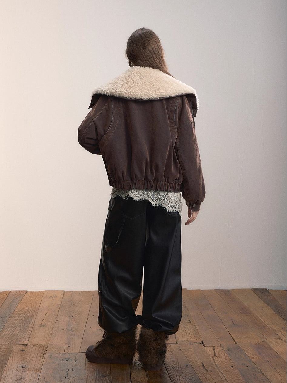 Velvet Fusion Oversized Faux Fur Down Jacket