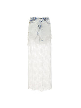 Black & Blue Lace Panel Denim Maxi Skirt - CHINASQUAD