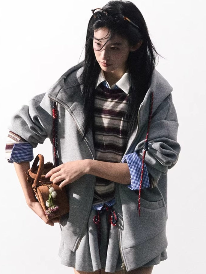 Miu-Inspired Varsity Sweatshirt & Skirt Set