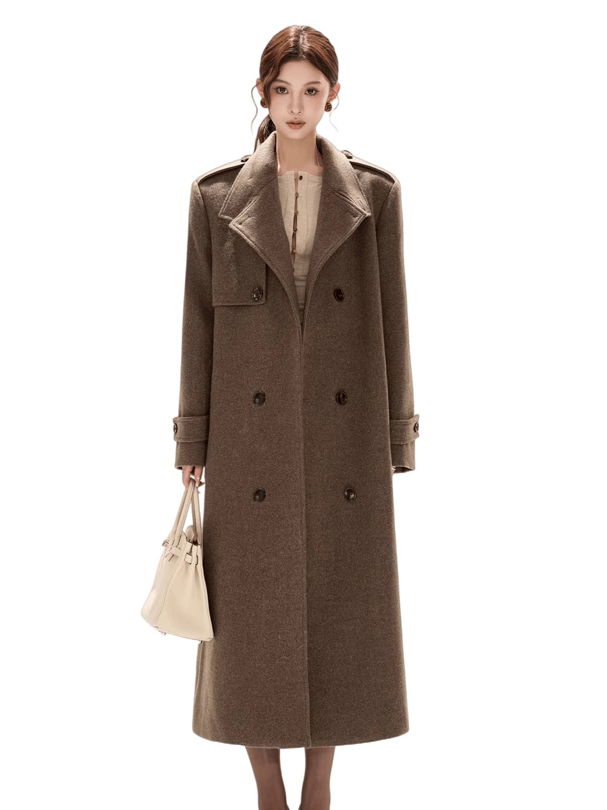 Statement Wide-Shoulder Wool-Blend Overcoat