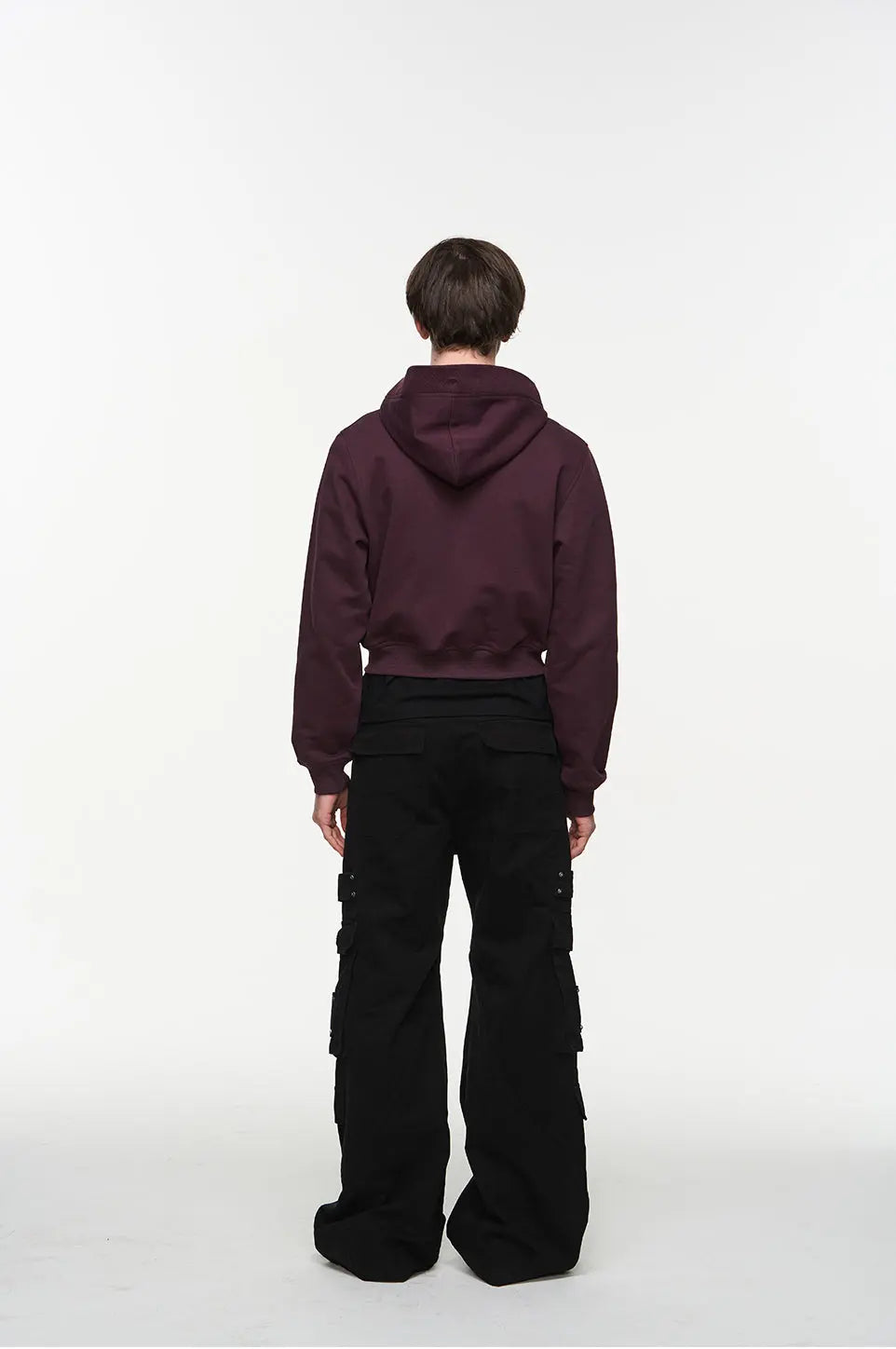 Black & Burgundy Cropped Hoodie - CHINASQUAD