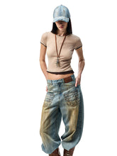 Fake Two-piece Color-Blocking Slightly Sheer T-Shirt - CHINASQUAD