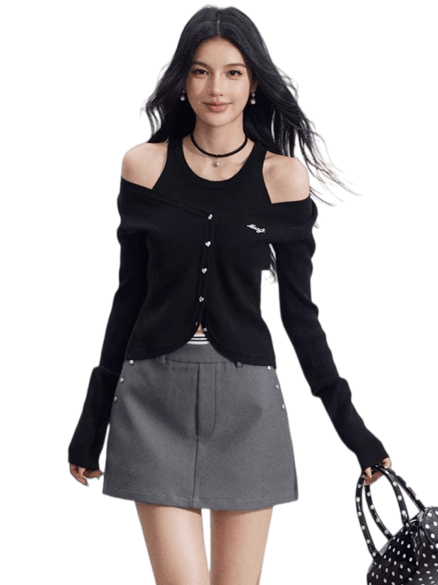 Cut-Out Layered Knit Base Layer
