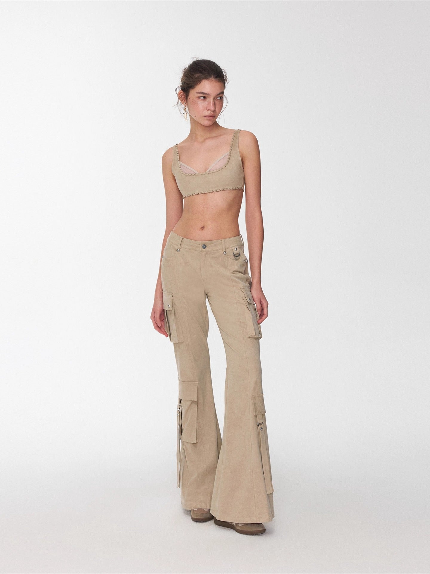 Studded Pocket Flared Utility Pants